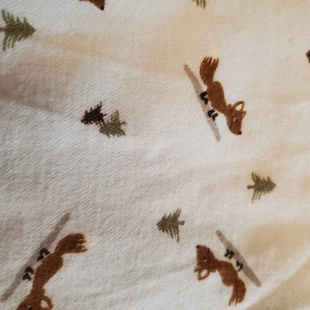 Old Navy 2007 Blue Cotton Flannel Fox Baby Blanket‎ Tree Swaddle 42x42